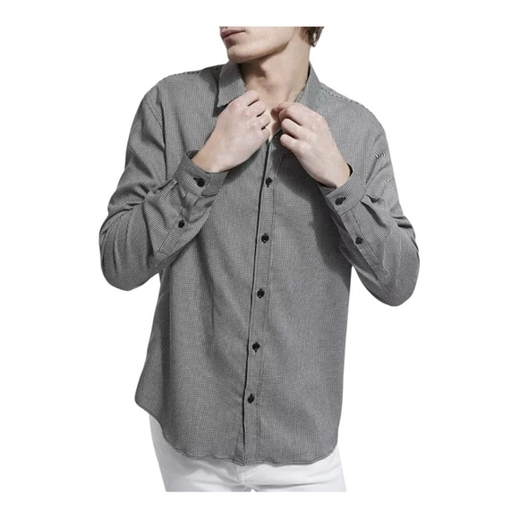 The Kooples Loose Fit Micro Houndstooth Shirt  Large NWT Collared Button front - Picture 1 of 11